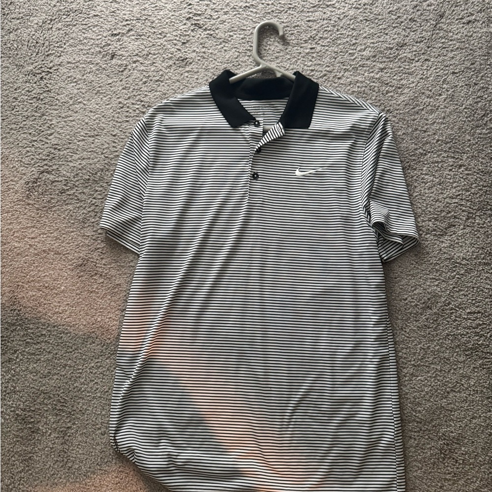 Nike Black and White Polo Shirt